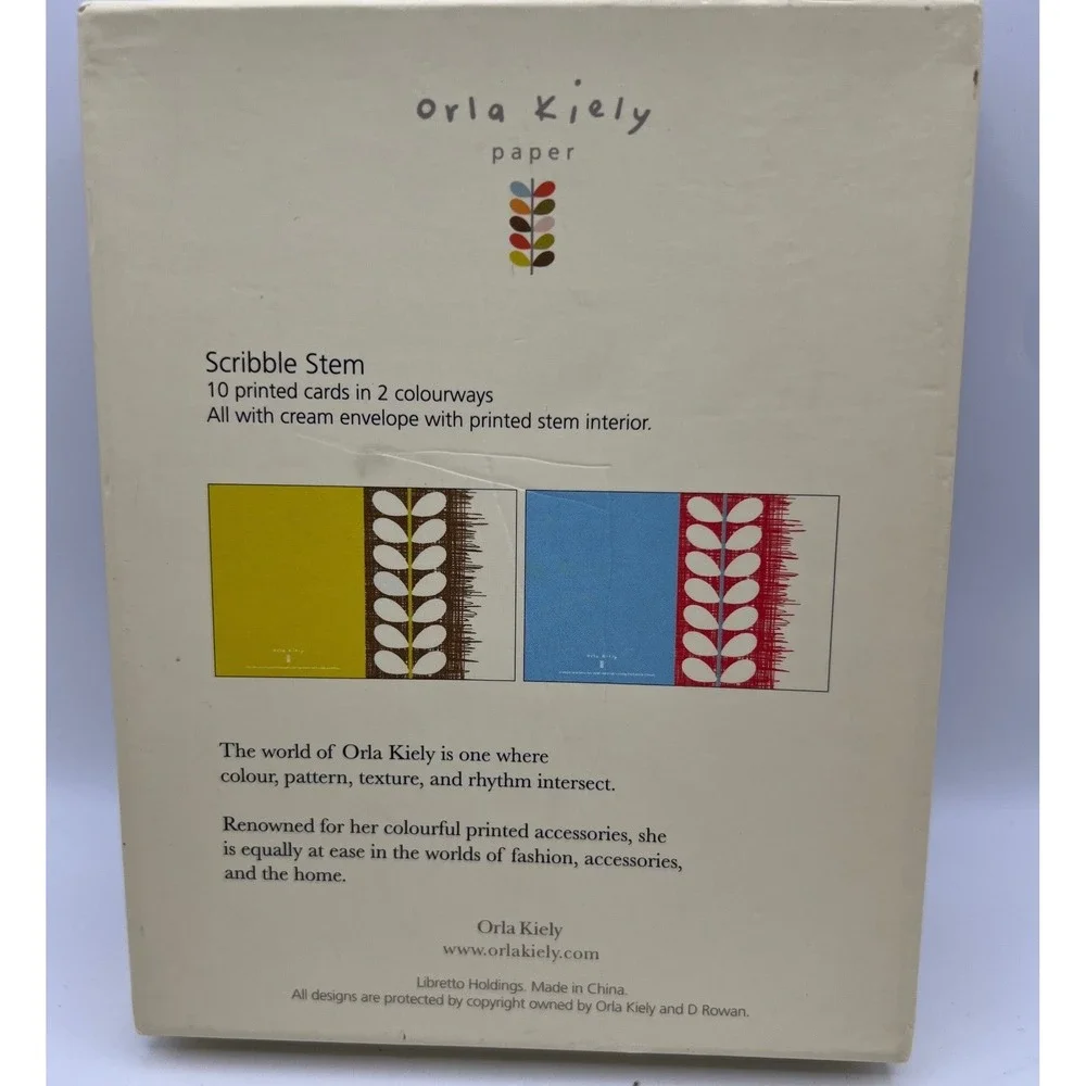 Orla Kiley Paper Scribble Stem Blank Cards Open Box Unused 10 Cards & Envelopes